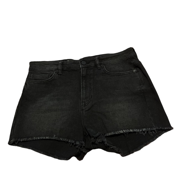 ALLSAINTS Mabel black denim high waist cut off frayed hem shorts 29 like new - Picture 2 of 6